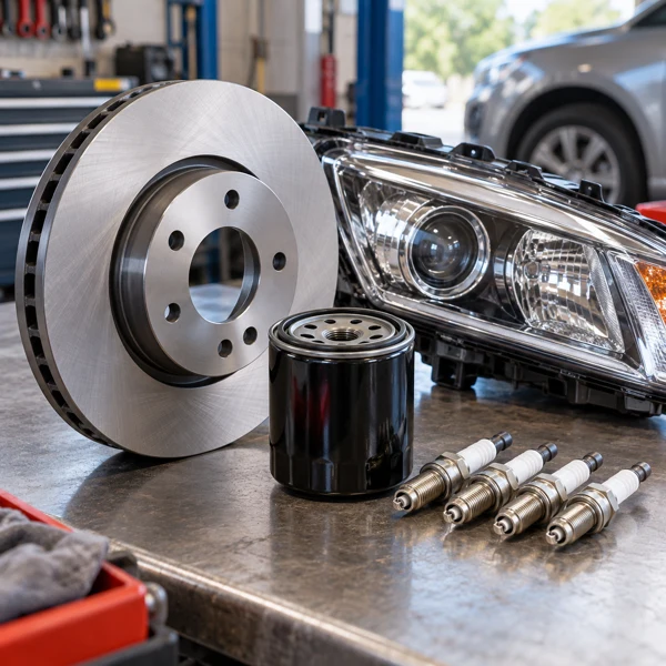 Commercial photograph showing automotive parts and accessories