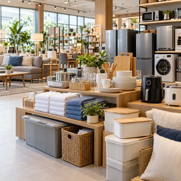 General merchandise showroom displaying household and business goods