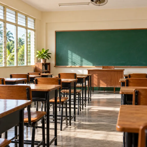 Bright empty classroom in a Philippine school